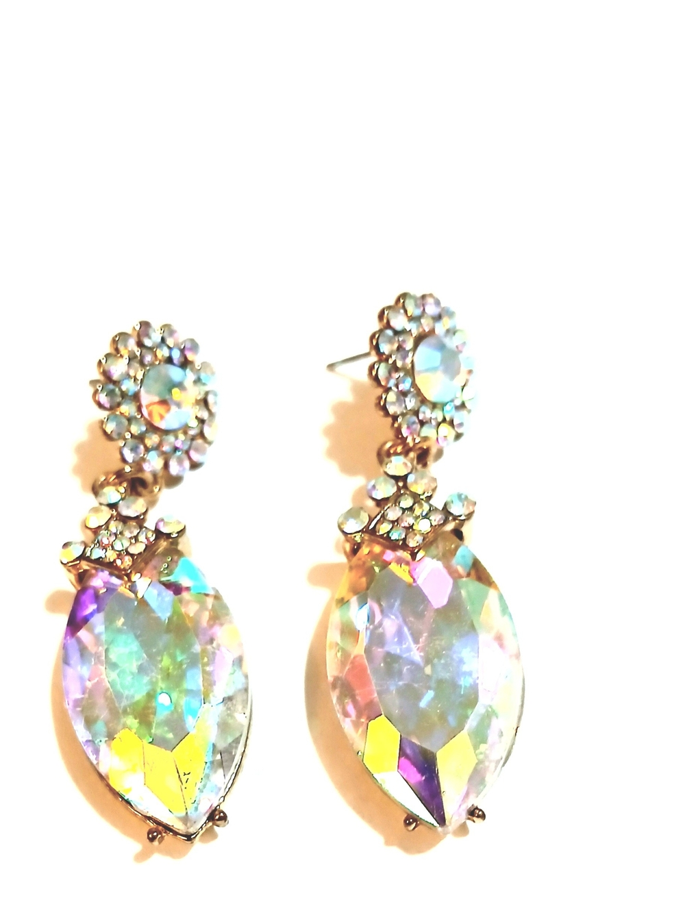 Crystal Teardrop Aurora Borealis Drop Earrings - Women Jewelry